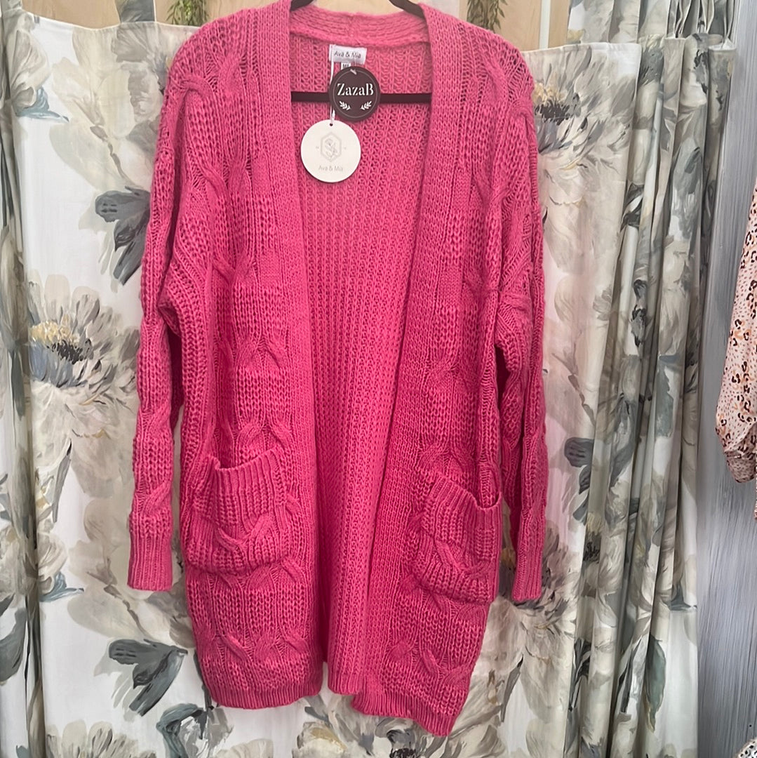 Knit Cardi Hot Pink