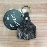 Load image into Gallery viewer, Cattle Tag Cowhide Keyring Black &amp; White
