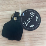 Load image into Gallery viewer, Cattle Tag Cowhide Keyring Black &amp; White
