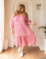 Load image into Gallery viewer, Lily Pink Gingham Maxi Dress
